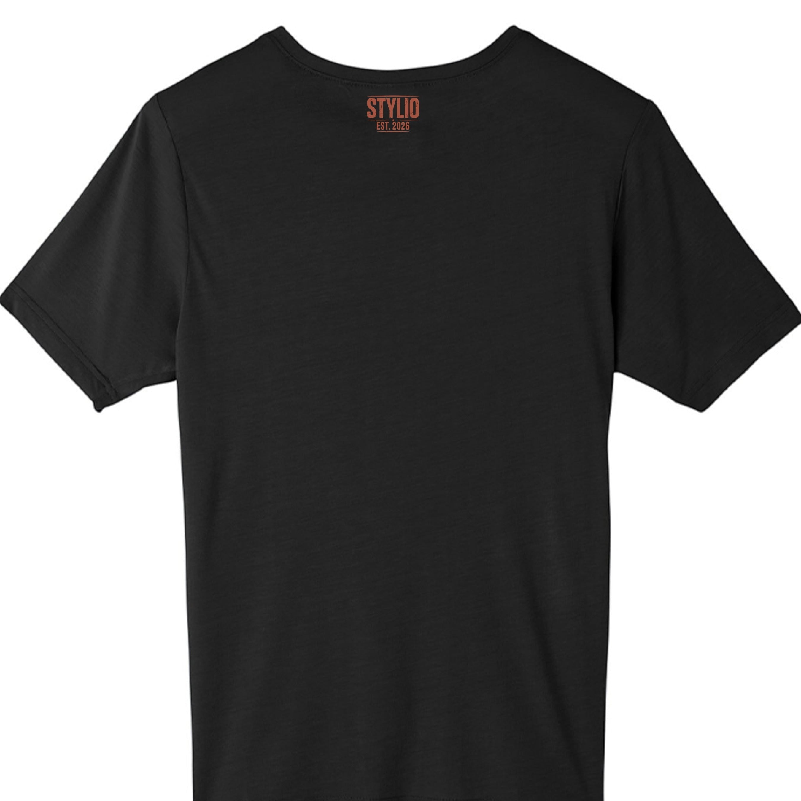Stylio black performance t-shirt for men, made of moisture-wicking ChromaSoft polyester with a crew neck and short sleeves.