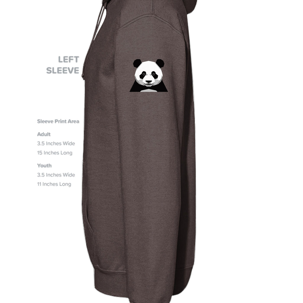 Stylio SY Panda Essence Hoodie in brown, made from NuBlend fleece with a small panda graphic on the left sleeve.