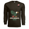 Stylio dark brown 100% cotton long-sleeve t-shirt with a graphic of an eagle and "COPA MUNDIAL 2026" text.