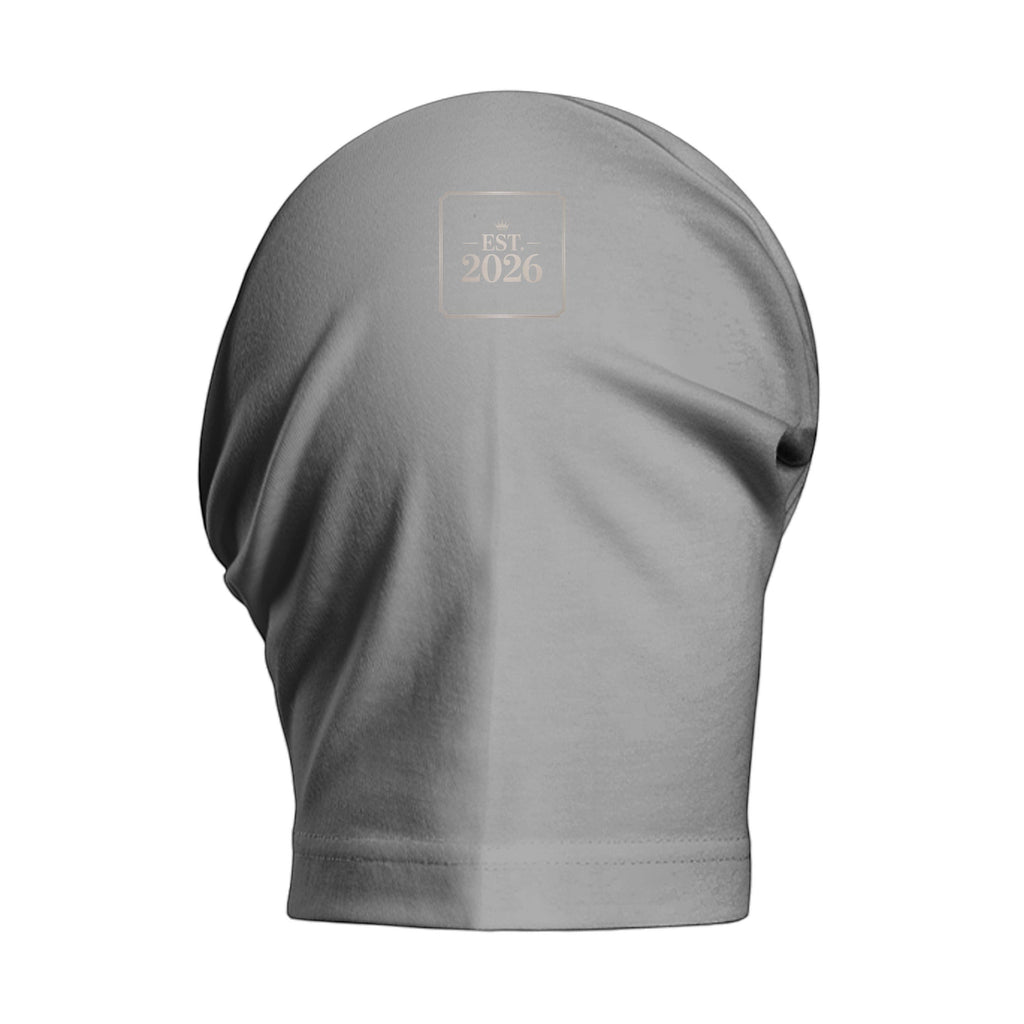 Stylio men's heavyweight grey cotton t-shirt with dropped shoulders and a relaxed silhouette, featuring an 'EST. 2026' logo on the back.