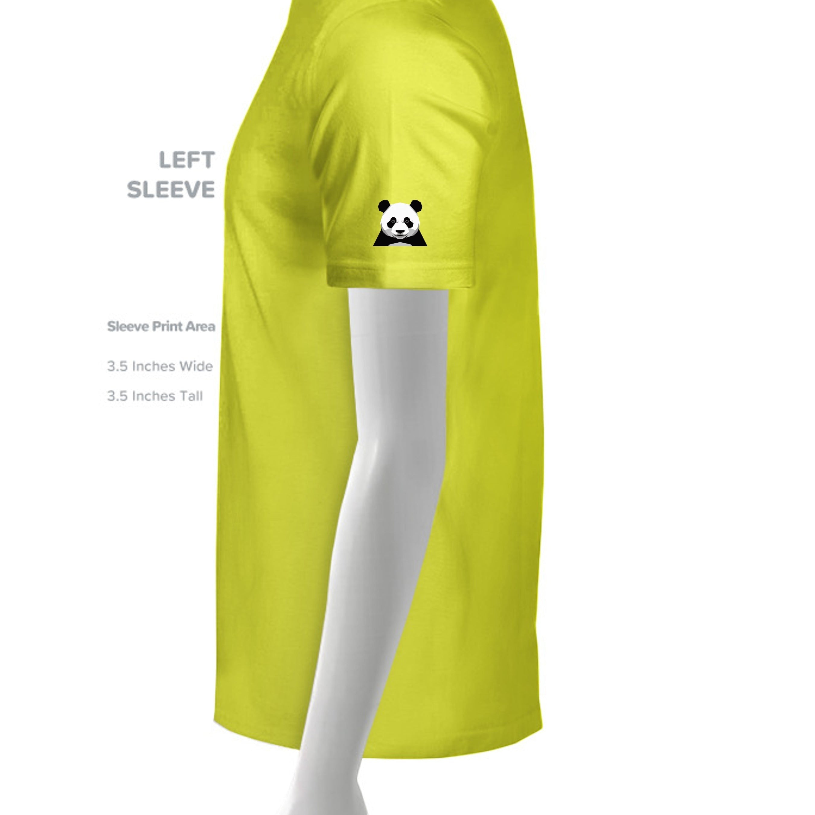 Stylio men's tall performance t-shirt in safety yellow, made of moisture-wicking polyester with a small panda logo on the left sleeve.