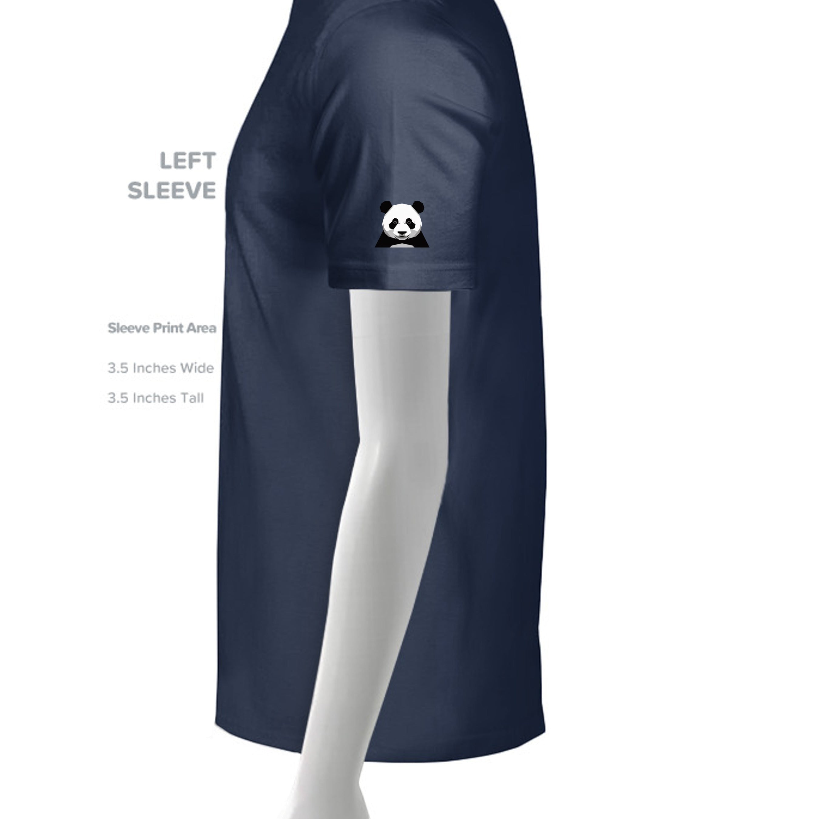 Stylio Men's Tall Performance T-Shirt in navy blue polyester with a small panda logo on the left sleeve.