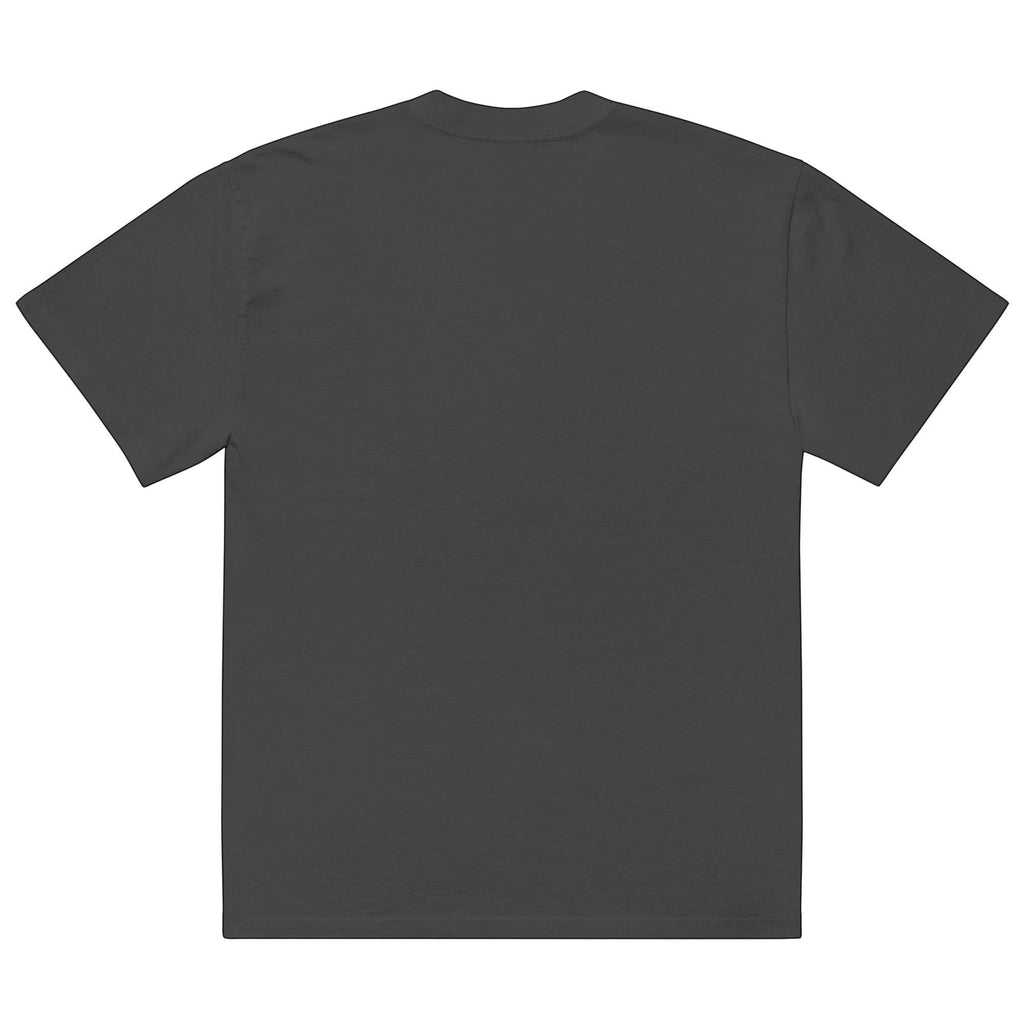 Stylio oversized faded charcoal grey 100% cotton t-shirt with dropped shoulders and wide neck ribbing.