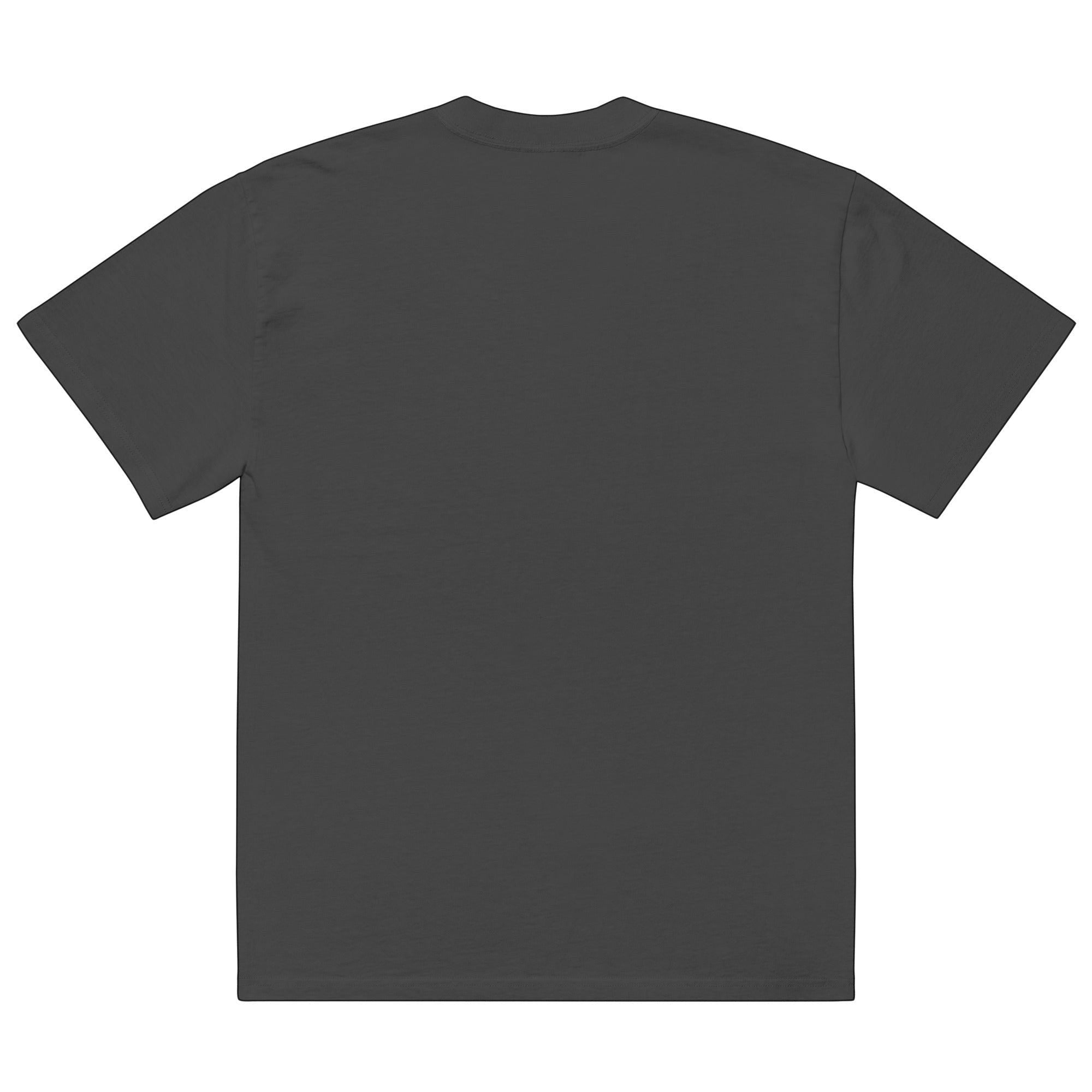 Stylio oversized faded charcoal grey 100% cotton t-shirt with dropped shoulders and wide neck ribbing.