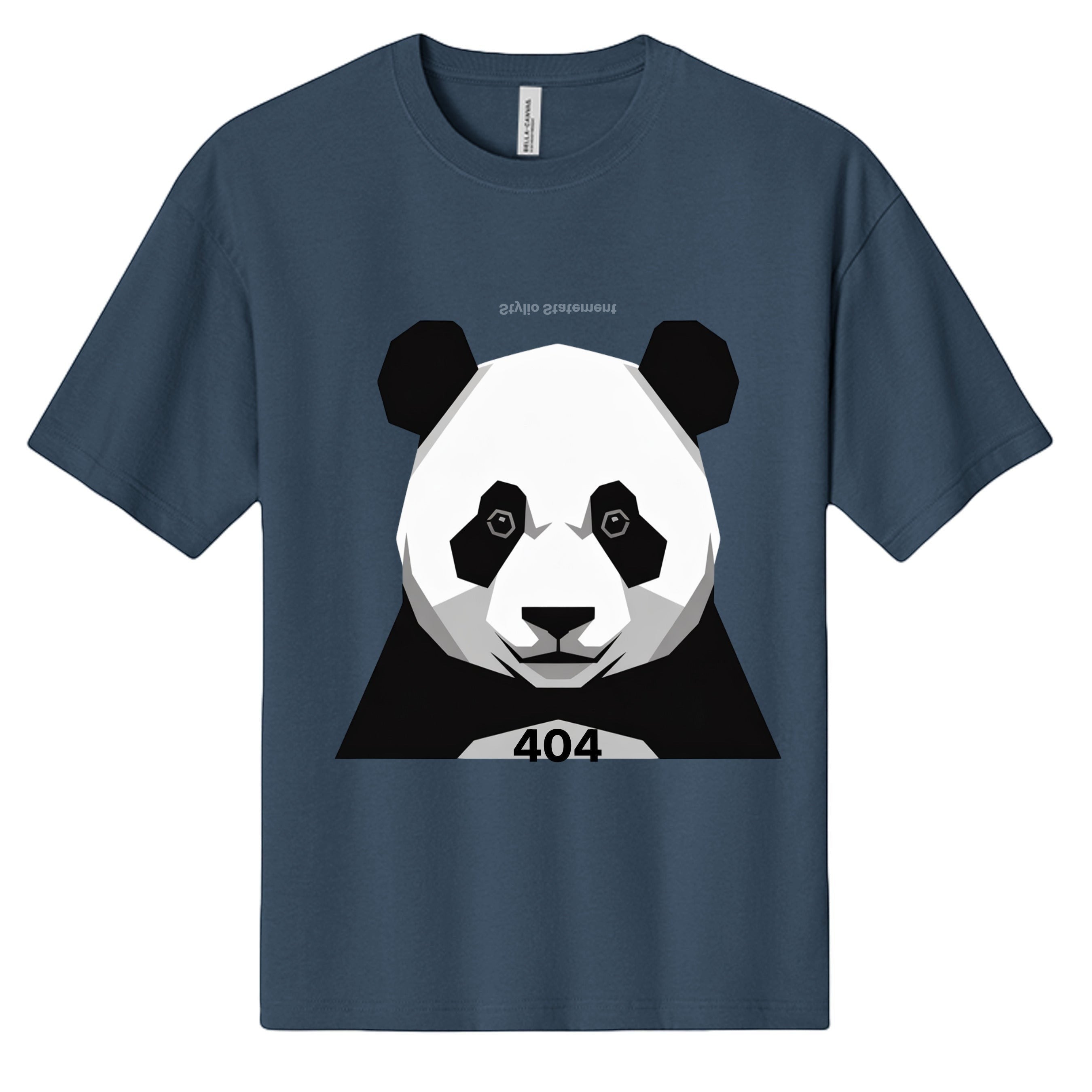 Stylio panda 404 graphic tee, heavyweight cotton, relaxed fit, dropped shoulders, crew neck, short sleeves, blue.
