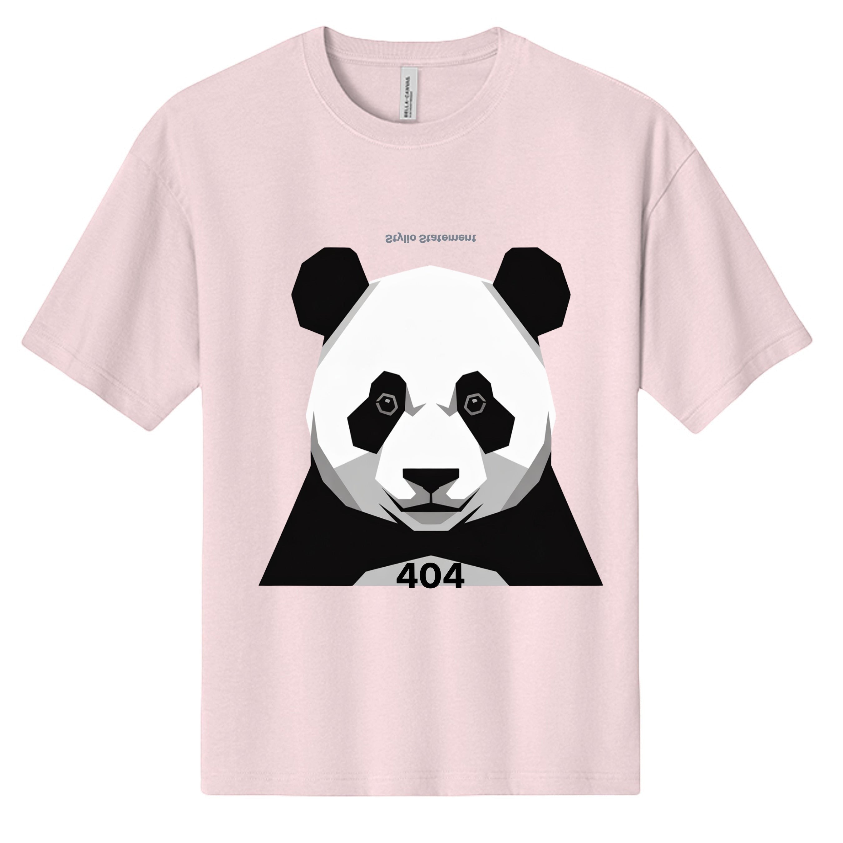 Stylio panda 404 graphic tee, light pink 100% cotton heavyweight streetwear t-shirt with dropped shoulders and relaxed fit.