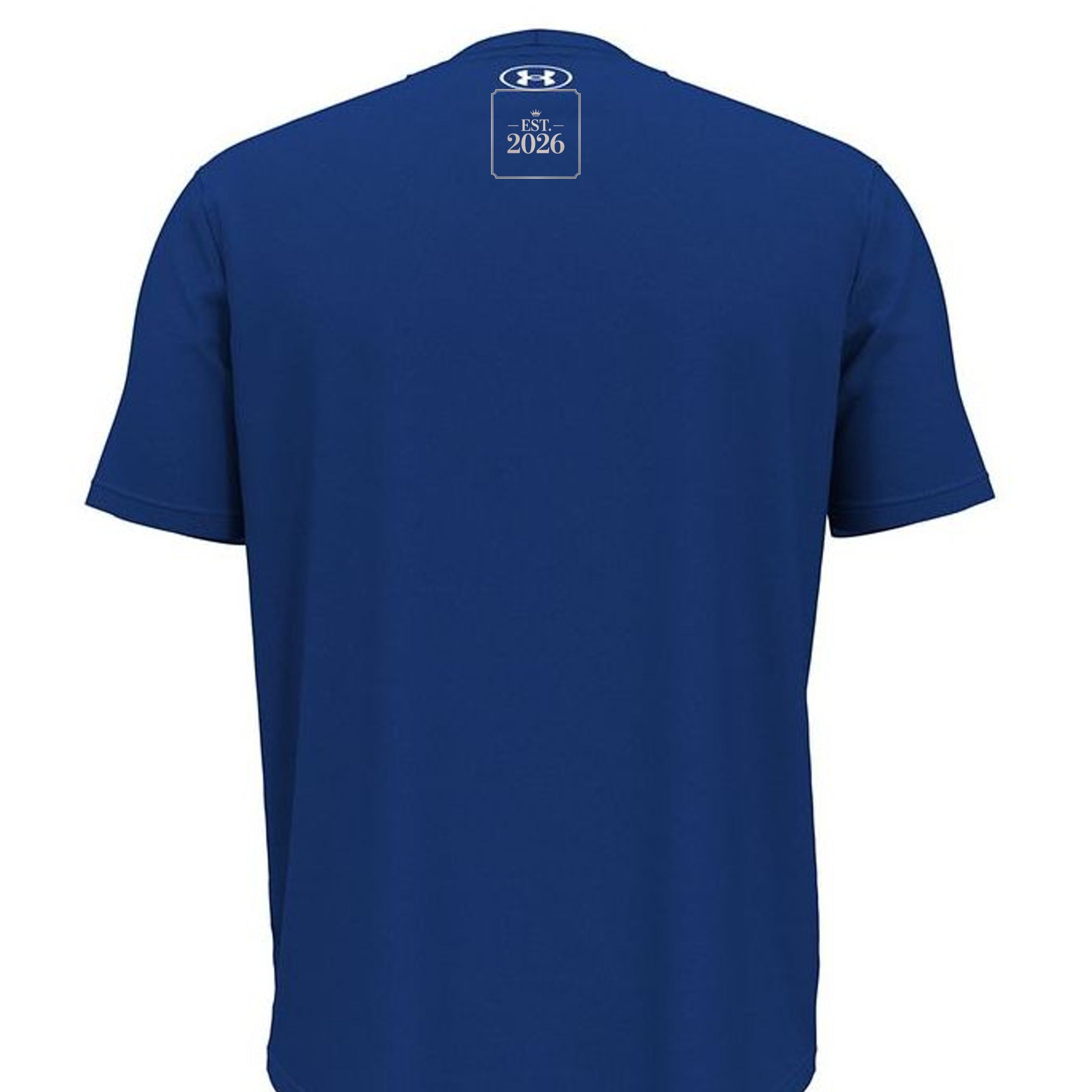 Stylio x Under Armour royal blue short-sleeve t-shirt made of 100% recycled polyester with moisture-wicking and anti-odor technology.