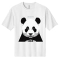 Stylio white 100% cotton heavyweight t-shirt with a graphic of a panda face and the number 404.