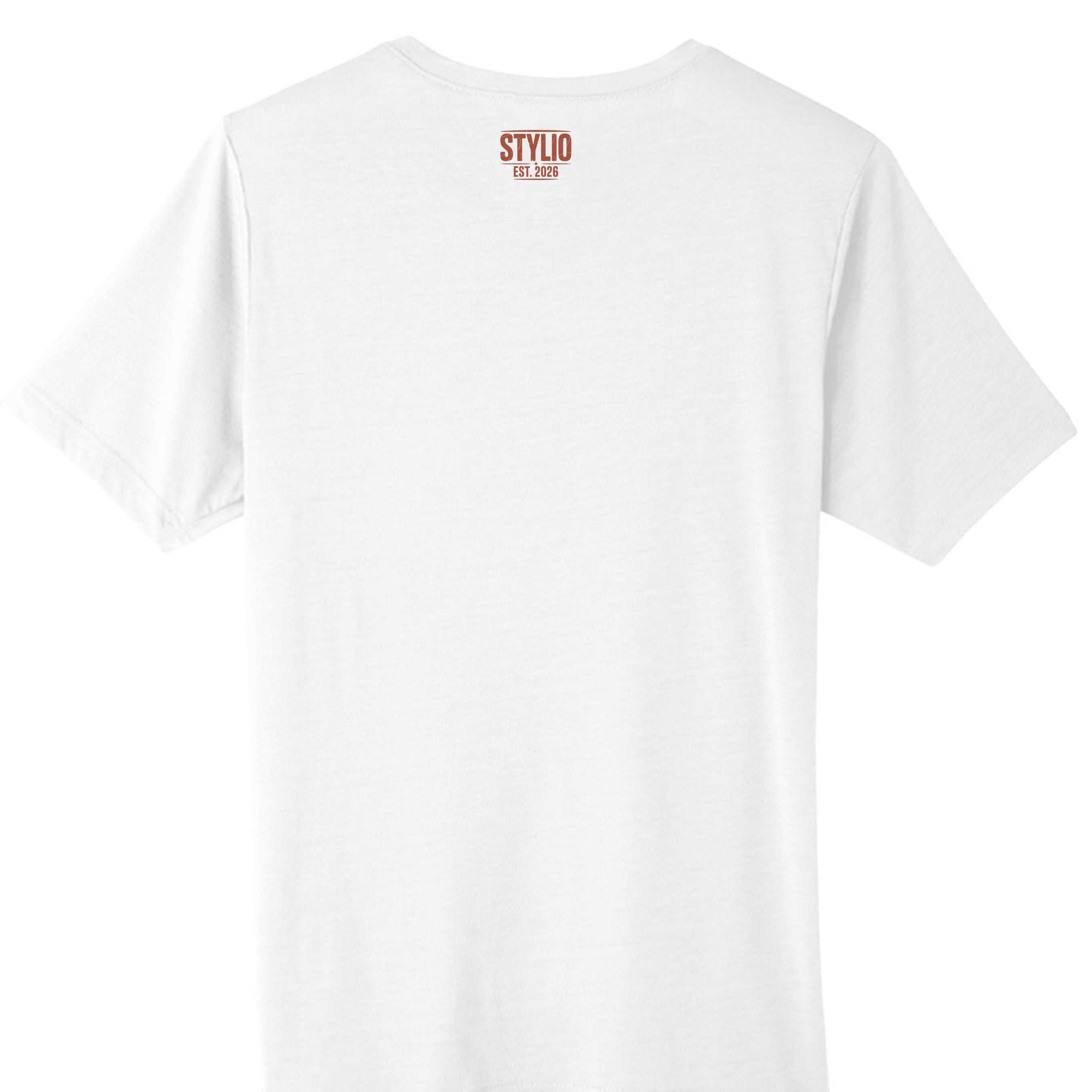 Stylio white tall men's performance t-shirt made of moisture-wicking ChromaSoft polyester with a crew neck and short sleeves.